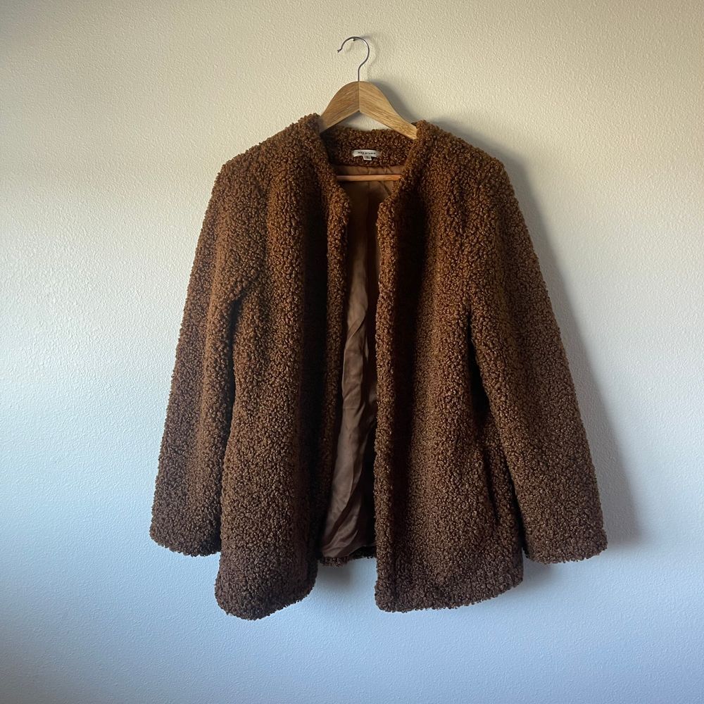 Max Studio Teddy Sherpa Boucle‎ Open Front Jacket